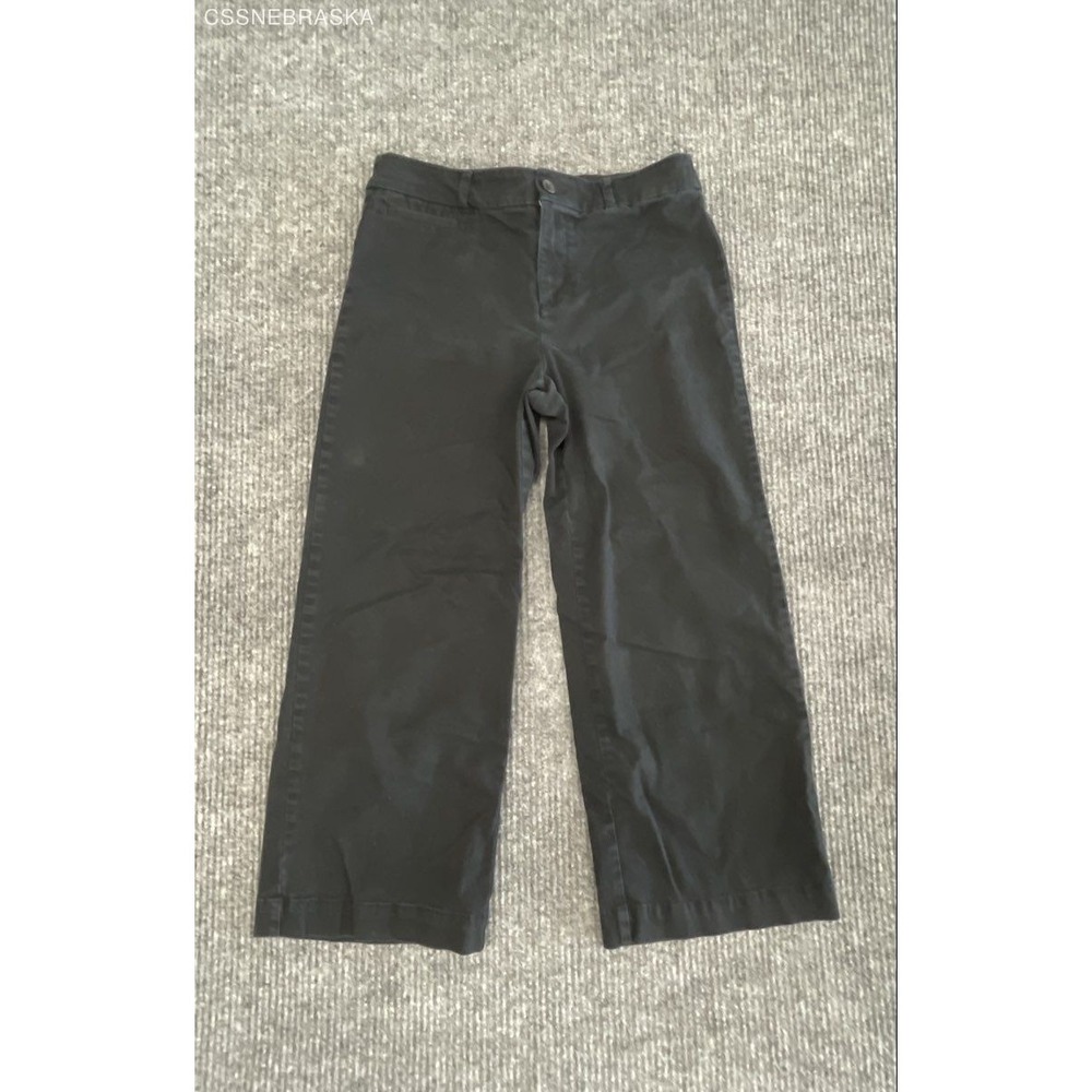 LOFT Outlet Women's Black Wide Leg Cropped Pants Cotton Stretch Sz 4‎